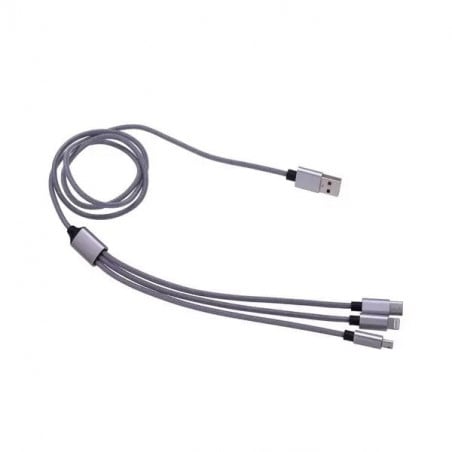 Câble USB 3 en 1 nylon tressé 2A 1M - Tekmee