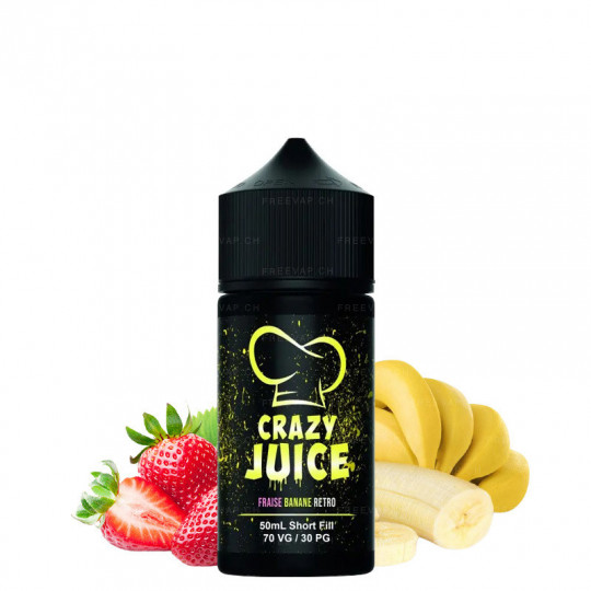 Retro Erdbeere & Banane - Shortfill Format - Crazy Juice by Mukk Mukk | 50ml
