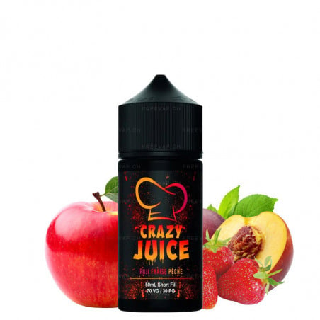 Fuji-Apfel Erdbeere Pfirsich - Shortfill Format - Crazy Juice by Mukk Mukk | 50ml