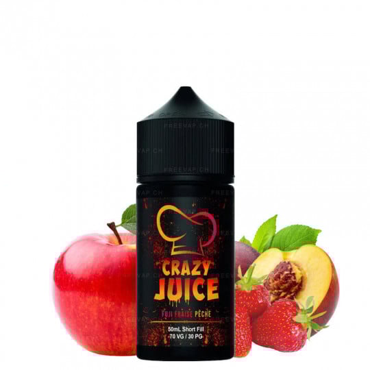 Fuji-Apfel Erdbeere Pfirsich - Shortfill Format - Crazy Juice by Mukk Mukk | 50ml Fuji-Apfel Erdbeere Pfirsich - Shortfill Format - Crazy Juice by Mukk Mukk | 50ml