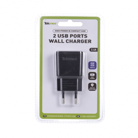 Prise Secteur 2 ports USB 2.4A - Tekmee