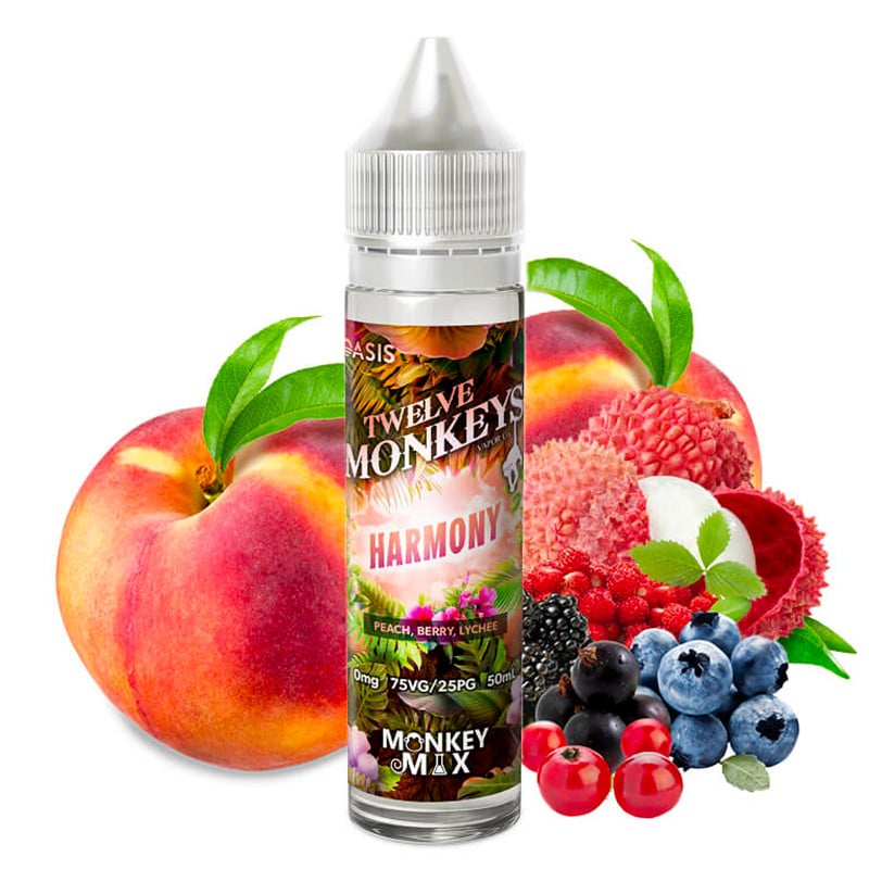 E-Liquid Harmony ( Pfirsich, Litschi & Rote Früchte) - Oasis by Twelve Monkeys | 50 ml "Shortfill 60 ml"