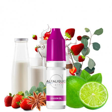 E-Liquid Dragon Oil ( Erdbeermilch, Anis, Limette & Eukalyptus) - Alfaliquid | 10 ml