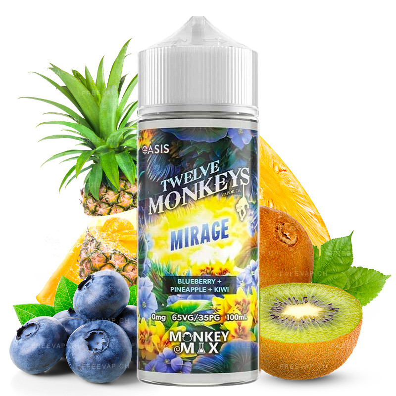 100 ml E-Liquid Mirage (Heidelbeere, Ananas & Kiwi) von Oasis by Twelve Monkeys