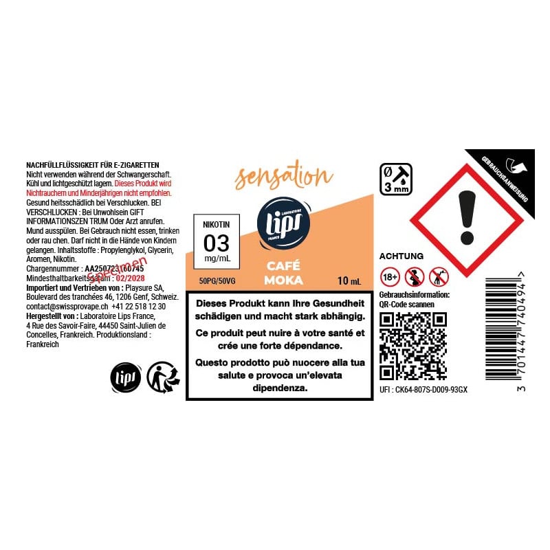 Kaffee Mokka - Sensation By Le French Liquide | 10ml