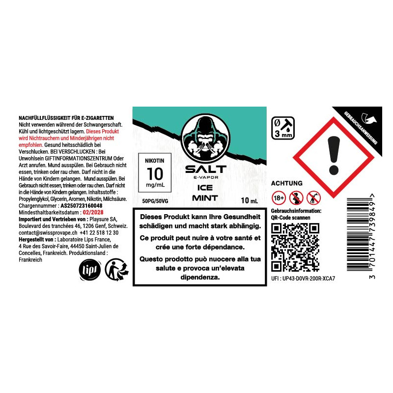 Ice Mint - Sels de nicotine - Salt E-Vapor | 10ml