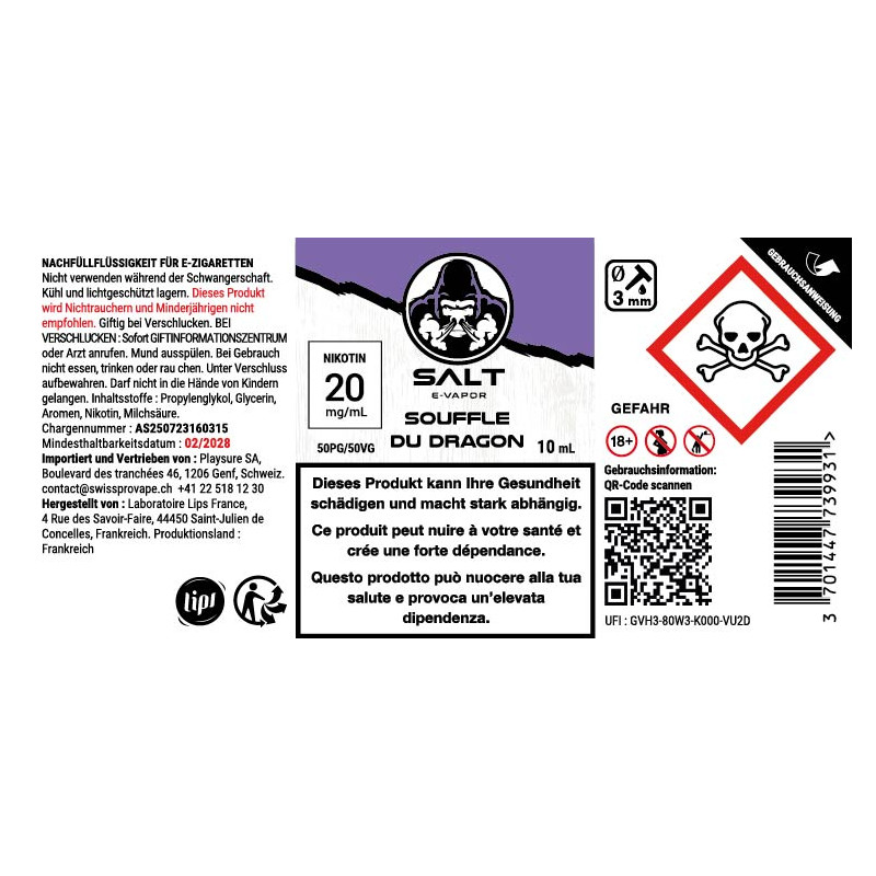 Souffle du Dragon - Nikotinsalze - SALT E-VAPOR | 10ml