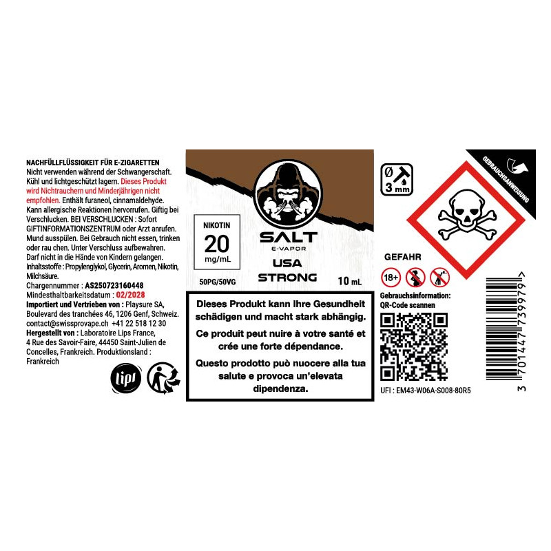 USA Strong - Nicotine salts - Salt E-Vapor | 10ml