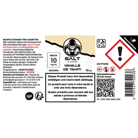 Vanille de Tahiti - Nicotine Salt - Salt e-vapor By Le French Liquide | 10ml