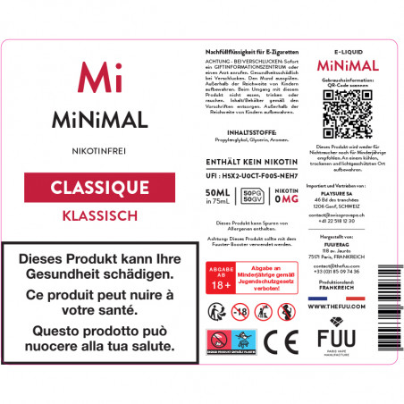 Classique - MiNiMAL by The Fuu | 50 ml "Shortfill 60 ml"