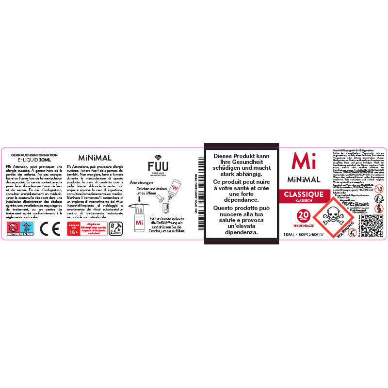 Classic (Heller Tabak) - Nikotinsalze - Minimal By The FUU | 10ml