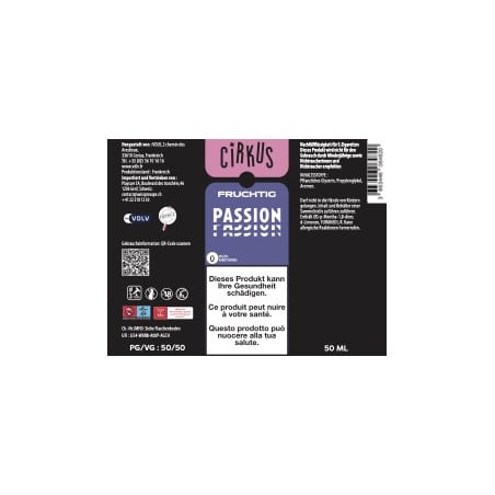 Passion - Fruity - Cirkus by VDLV | 50 ml in 70 ml