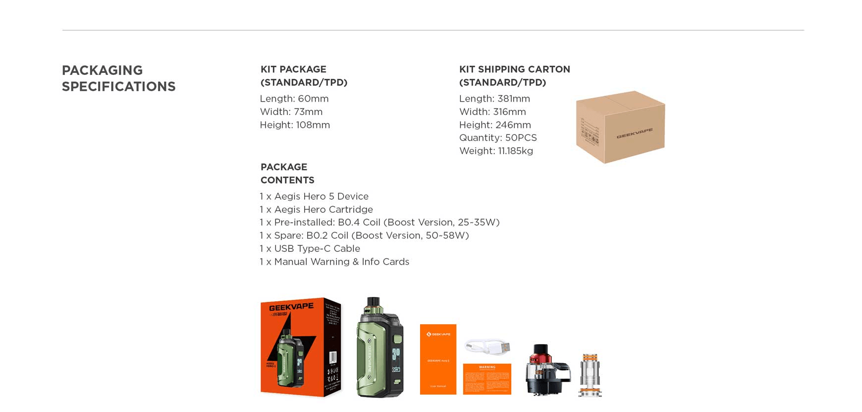 Aegis HERO 5 SPV Specs SPV5