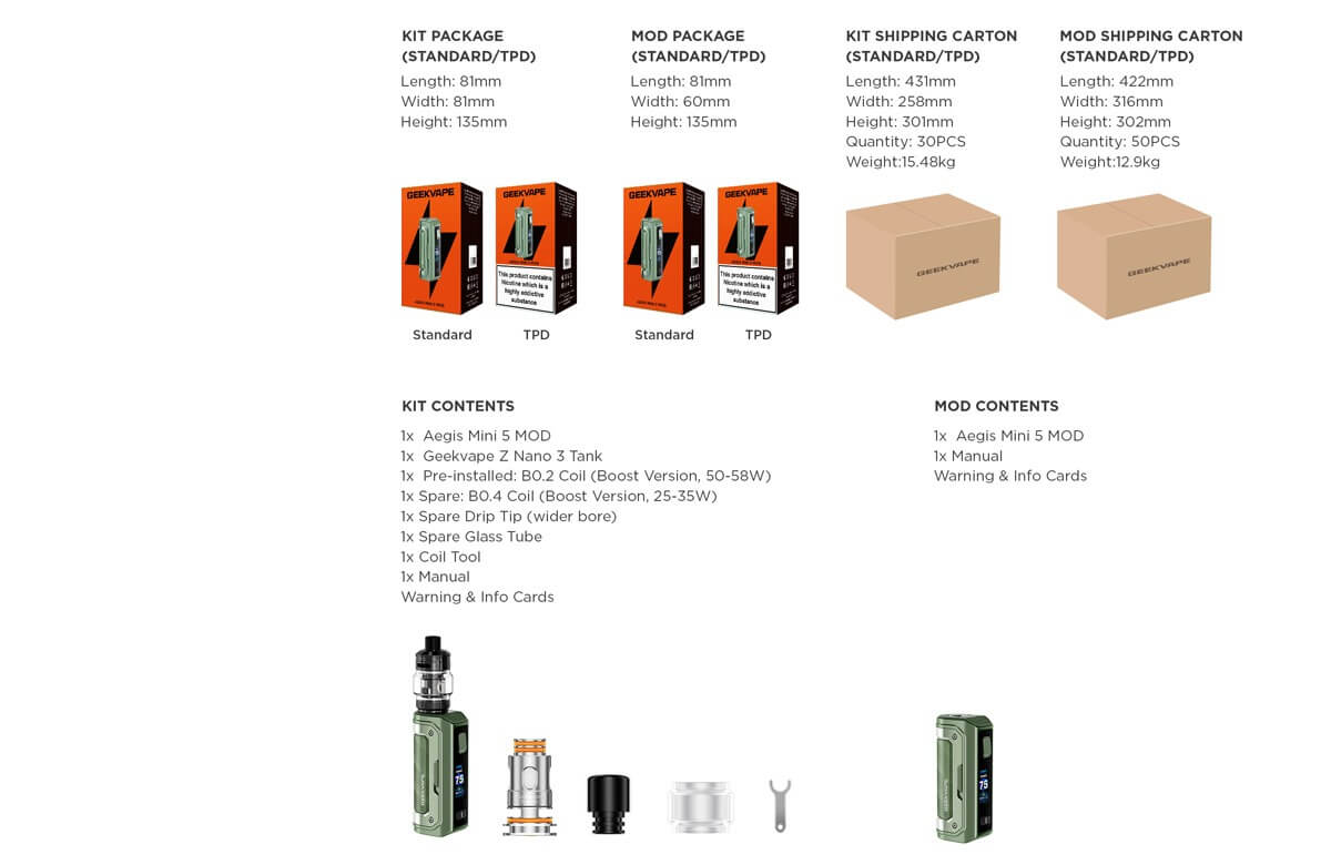 Kit Aegis Mini 5 SPV5