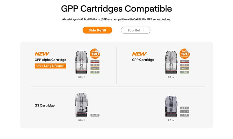 Caliburn G5 - Compatible pods