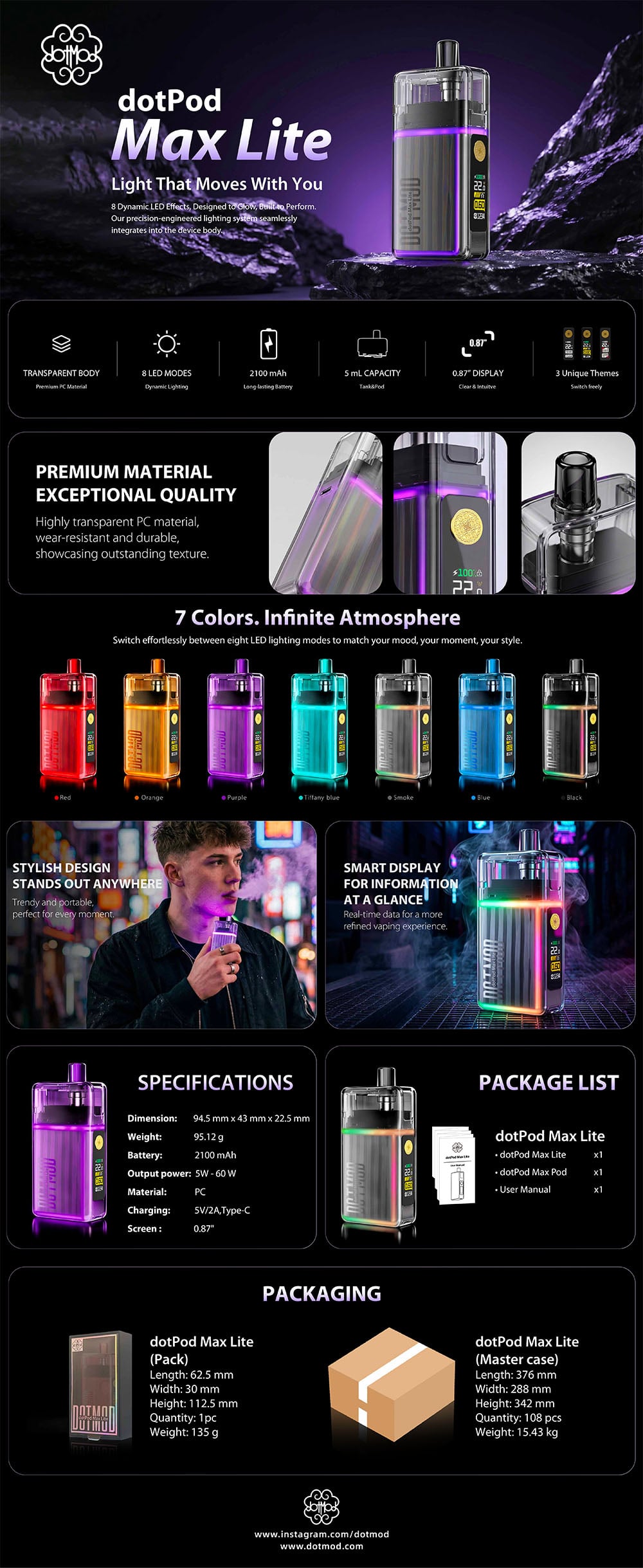 DotPod Max Lite - Swiss ProVape - Specs