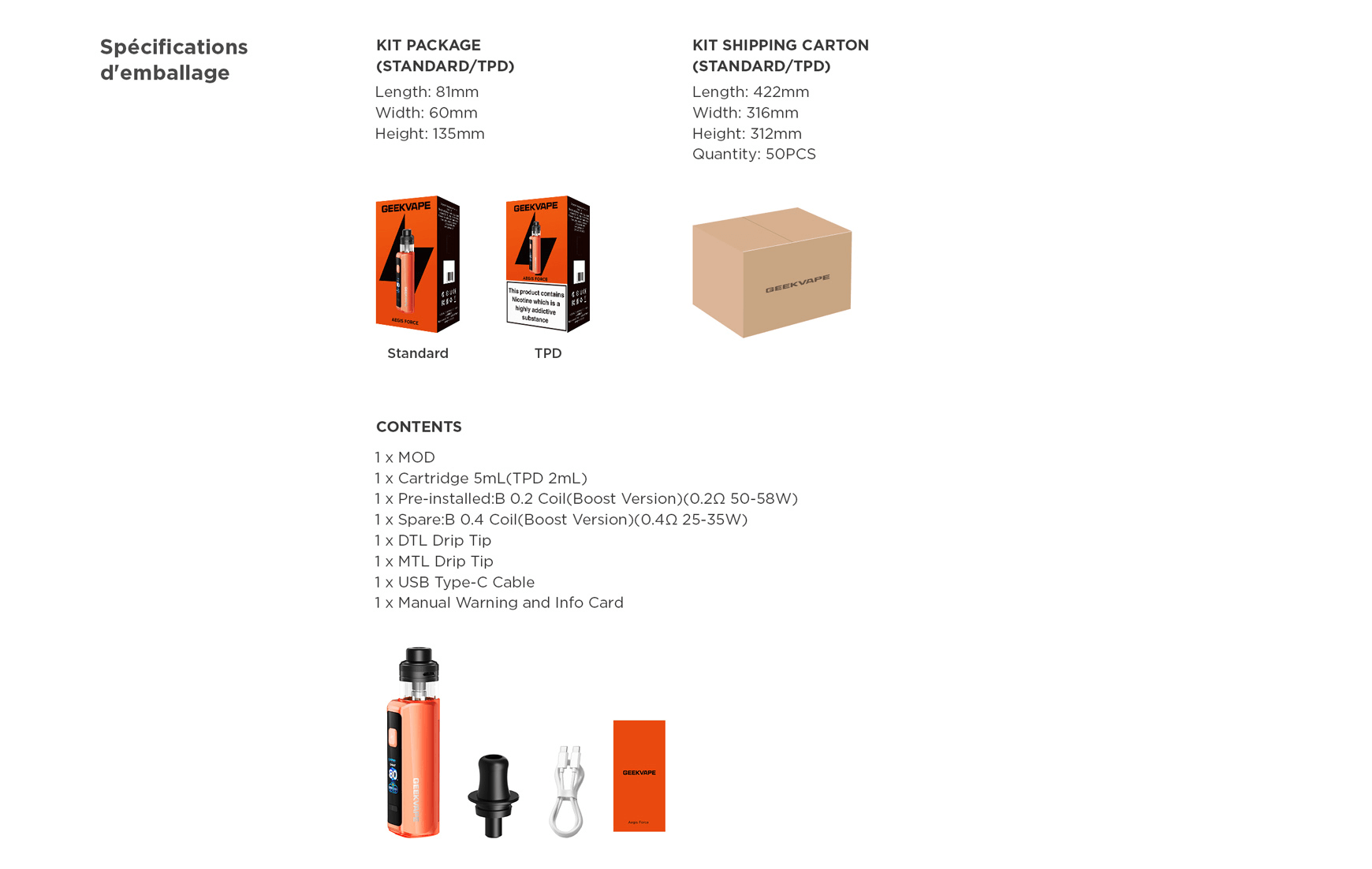 Geekvape Force pack list