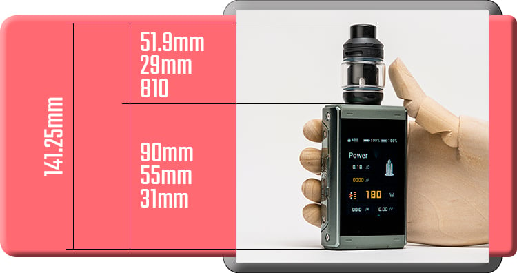 Dimensions of the Aegis Touch T200 kit