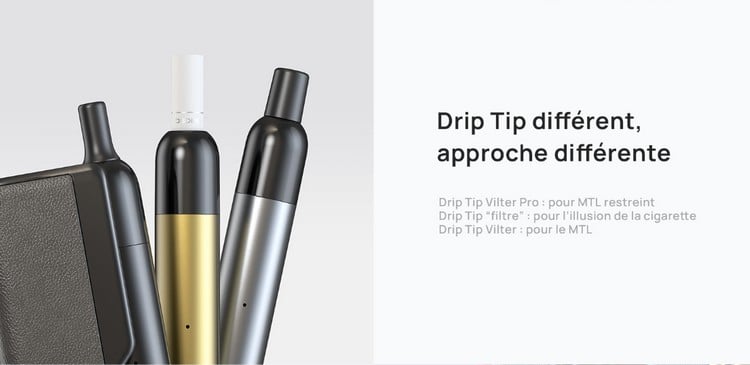 Different drip tips for the pen Vilter pro