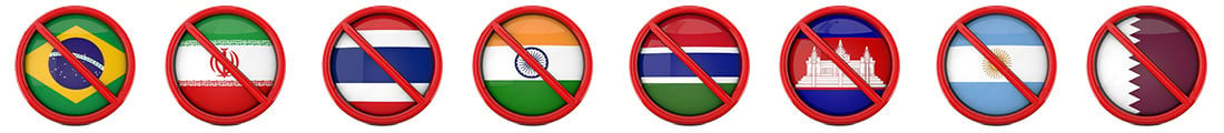 Flaggen der Länder, die E-Zigaretten weltweit verbieten